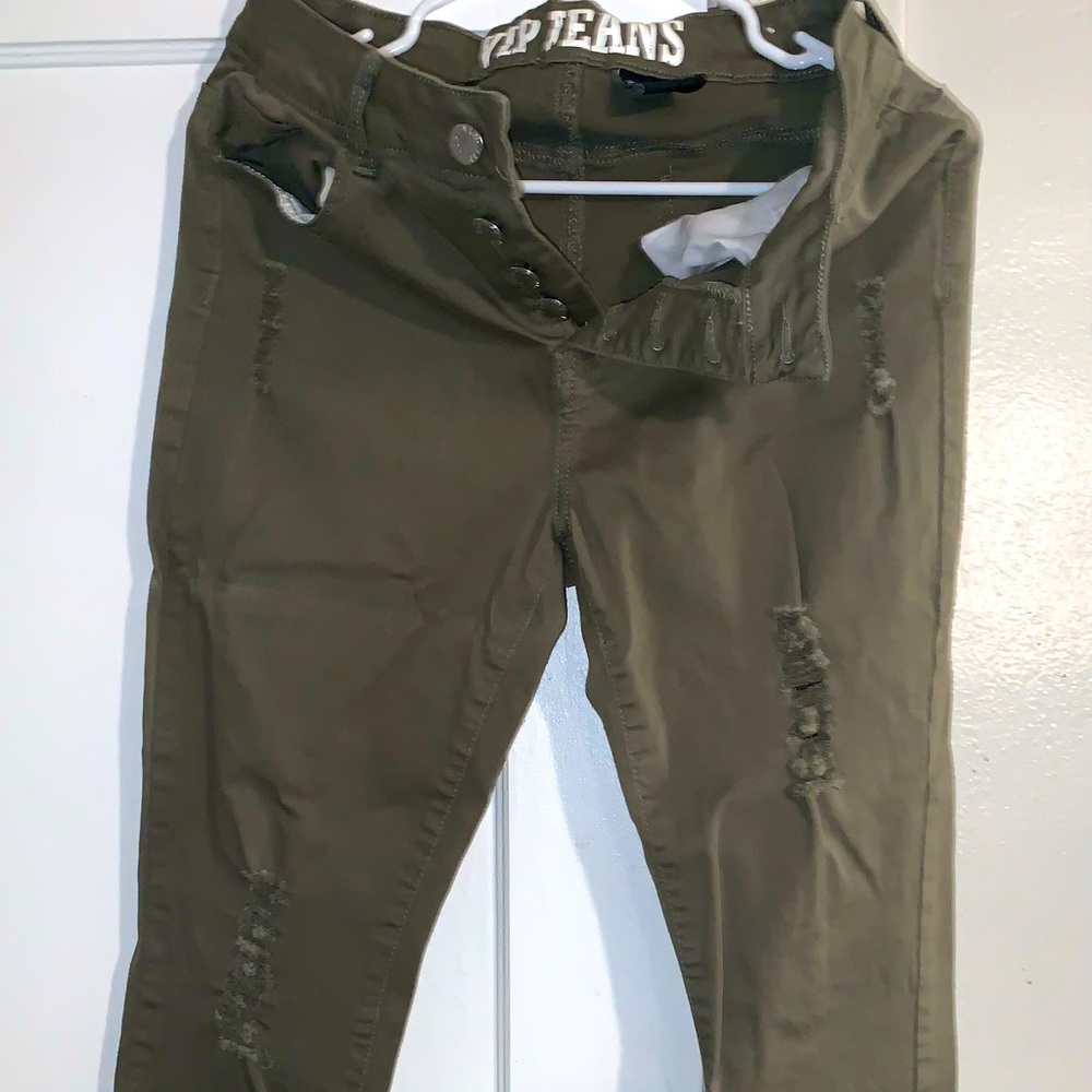 V.I.P. Skinny Jeans Olive Green
